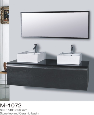 Three Drawer Bathroom Furniture Vanities Mirror Oversized Black Colored