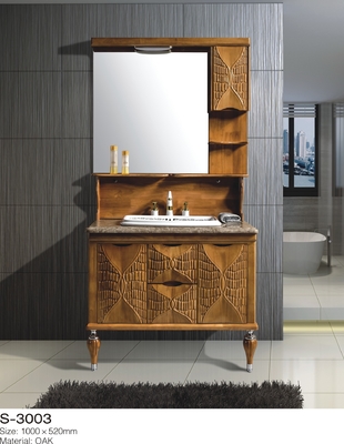 Vanità del bagno di legno solido di Brown, vanità rispecchiata del bagno con il lavandino fisso