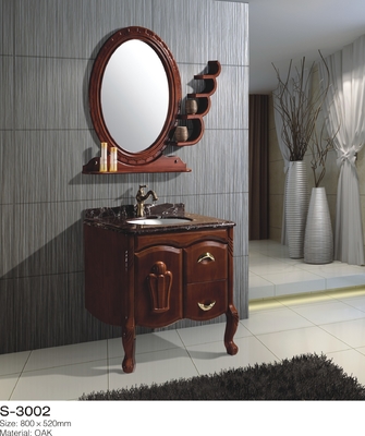 Vanità a 48 pollici a 24 pollici del bagno di legno solido un bacino ceramico dello specchio del cerchio del cassetto della porta due