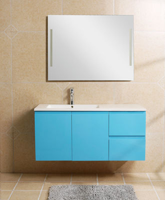 Vanità blu del bagno di Premade del lago, lavandini del bagno e specchio della maniglia di vanità invisibili